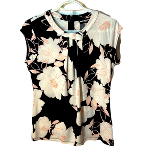 Karl Lagerfeld Black Blouse with Cream Floral Print